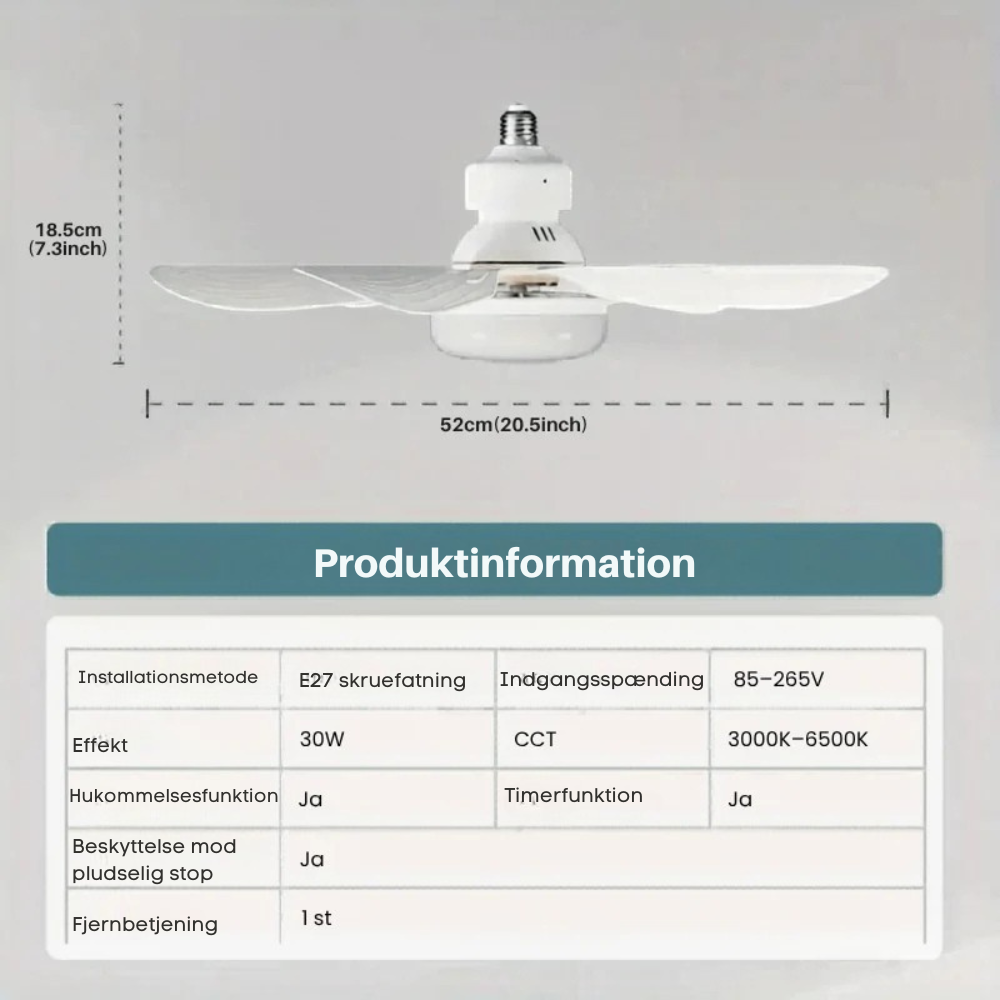 GlowFan™ Pro | Skru den i. Tryk på knappen. Sov køligere.