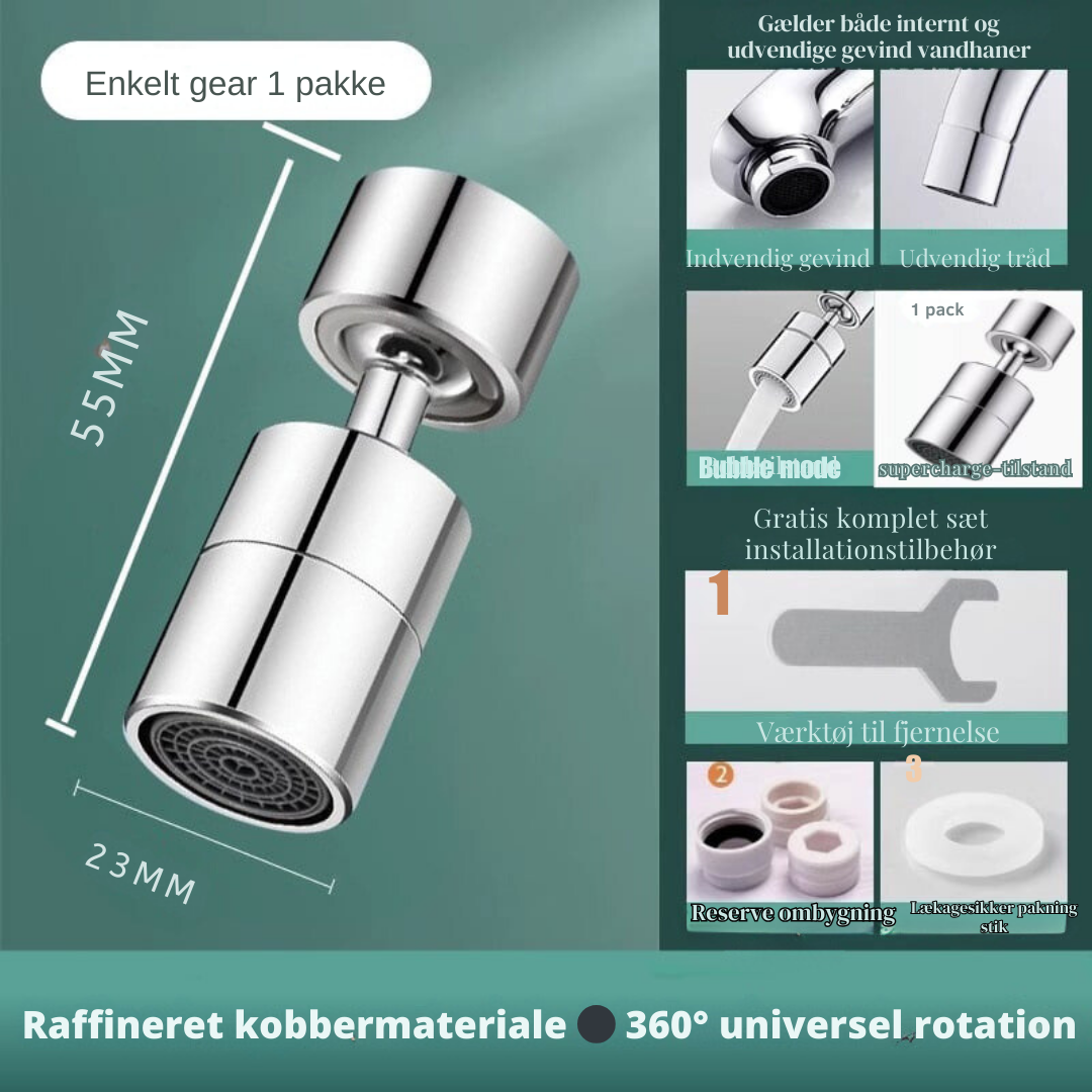 FlexiFlow™ | 360° Vandhane-forlænger – Fleksibel og praktisk vandstrøm til enhver vask