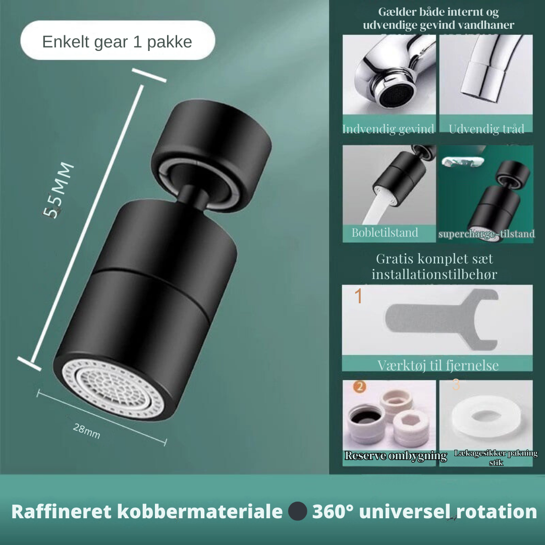 FlexiFlow™ | 360° Vandhane-forlænger – Fleksibel og praktisk vandstrøm til enhver vask