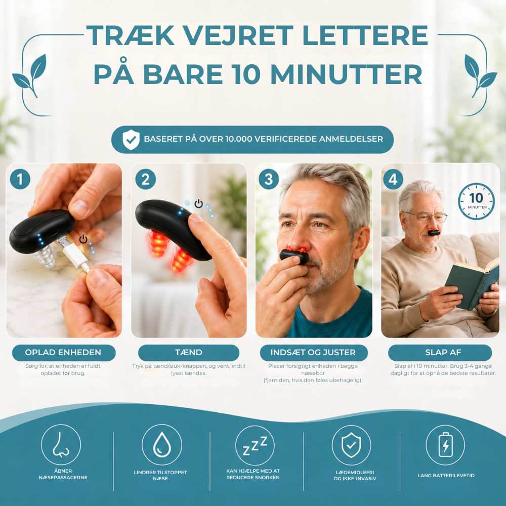 BreatheLight™ | Målrettet rødlysrutine til mere behagelig næsekomfort