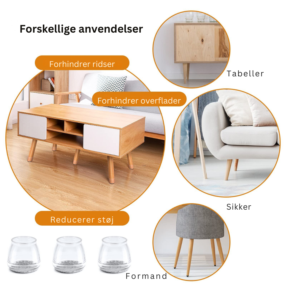 ChairSocks™ | Usynlige, fleksible sokker til stoleben – beskyt dine gulve mod ridser
