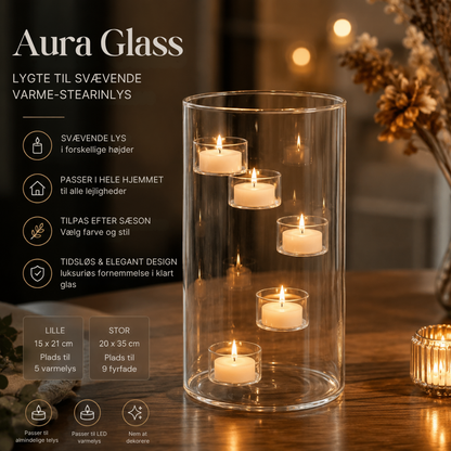 AuraGlass™ | Skab elegant stemning med svævende levende lys