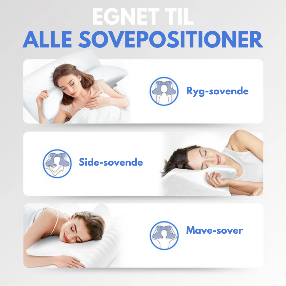 ErgoPillow™ | Sov bedre, vågn friskere – ergonomisk støtte til nakke og ryg hele natten