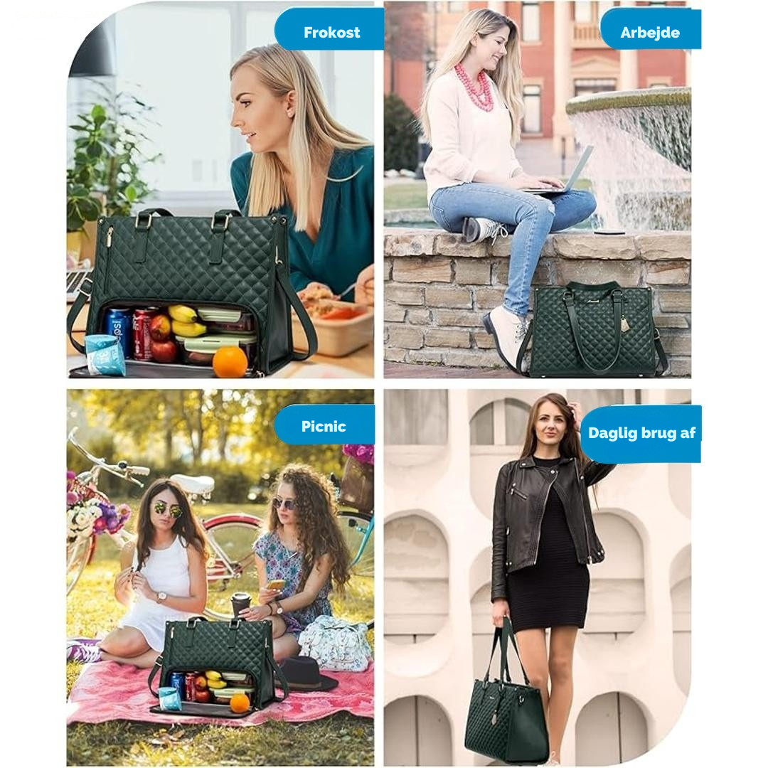 LuxeCarry™ | Alt-i-en Tas til Arbejde, Frokost og Laptop