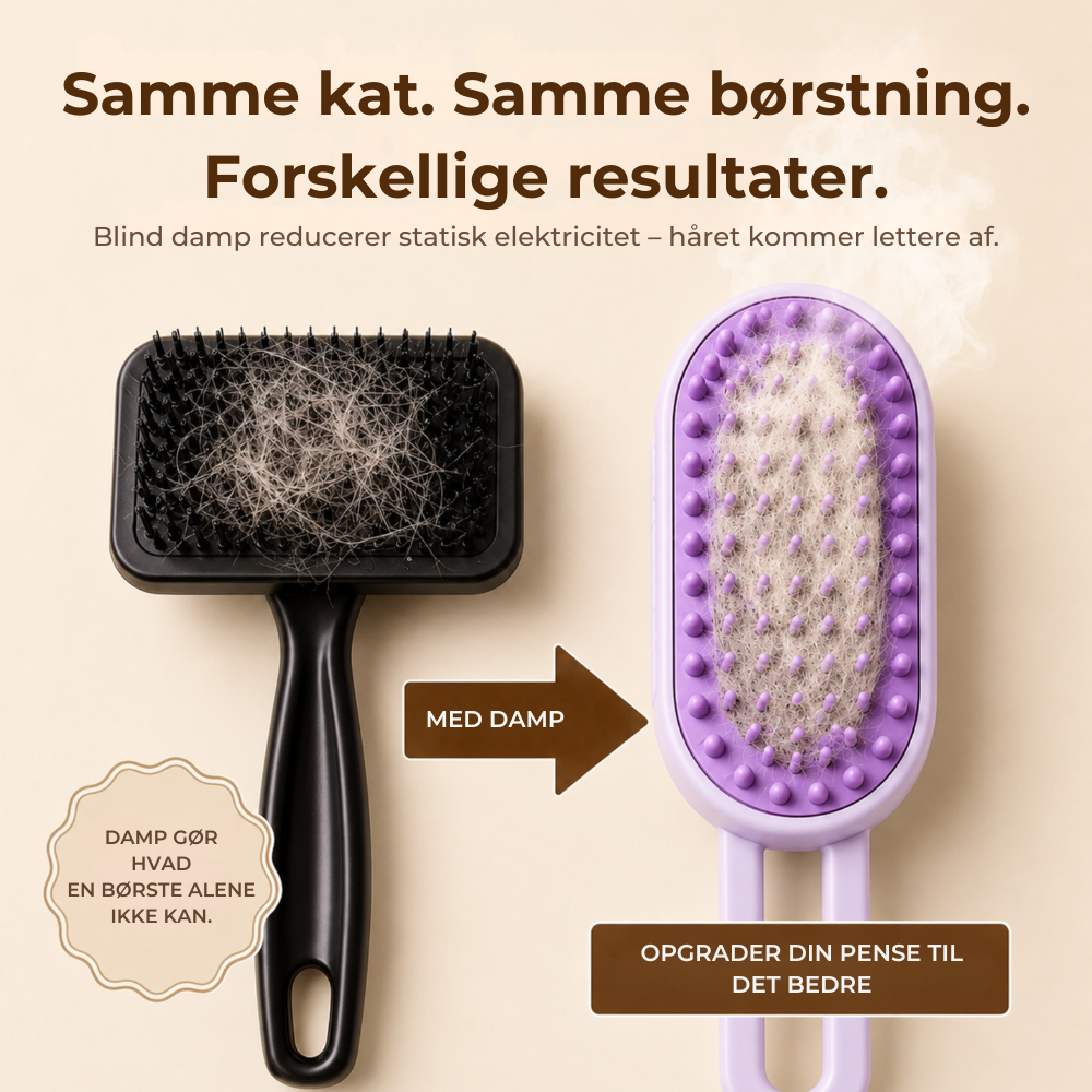 SteamBrush™ | Stop hårene, før de ender overalt i hjemmet