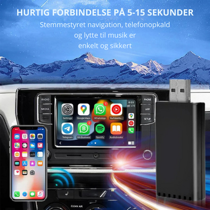 EasyCarPlay™ | Trådløs Apple CarPlay & Android Auto | USB-A & USB-C