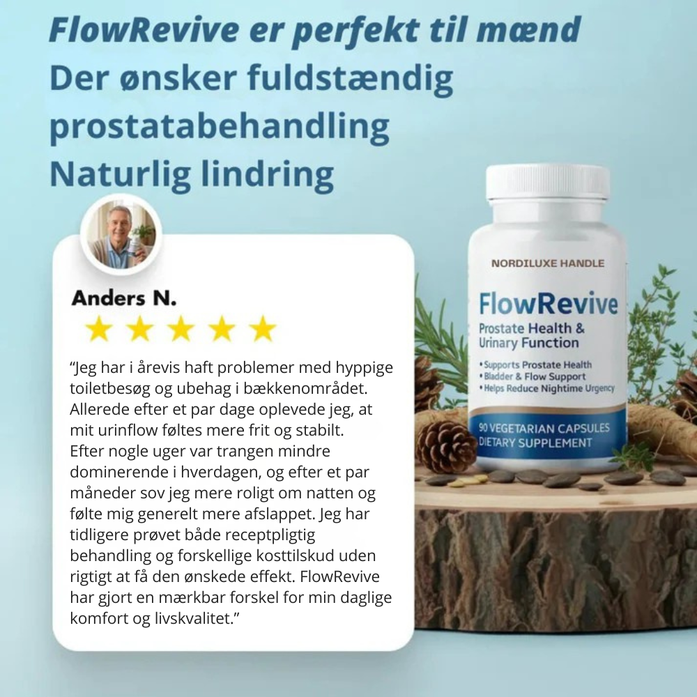 FlowRevive™ | Støt et sundt urinflow og færre natlige toiletbesøg