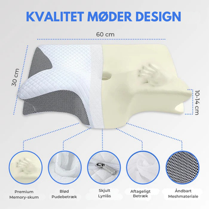 ErgoPillow™ | Sov bedre, vågn friskere – ergonomisk støtte til nakke og ryg hele natten