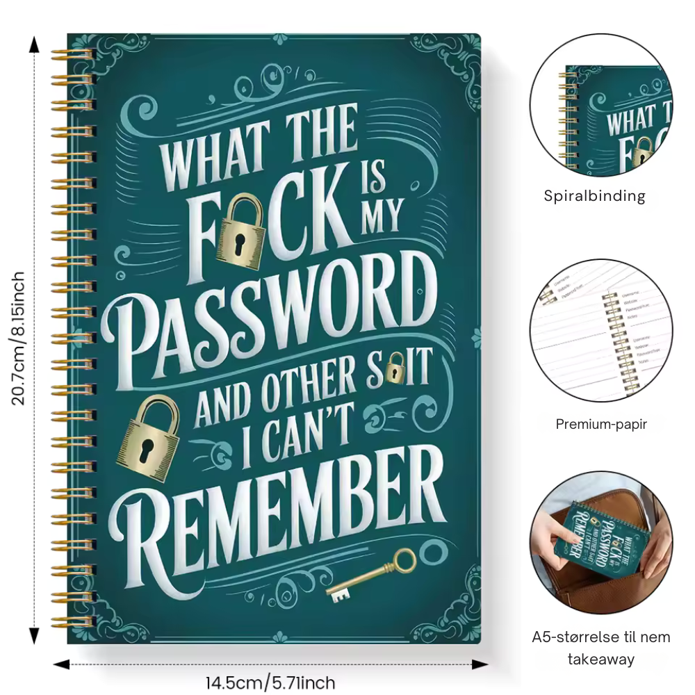 PasswordBog™ | Den sjove måde at få styr på alle dine adgangskoder