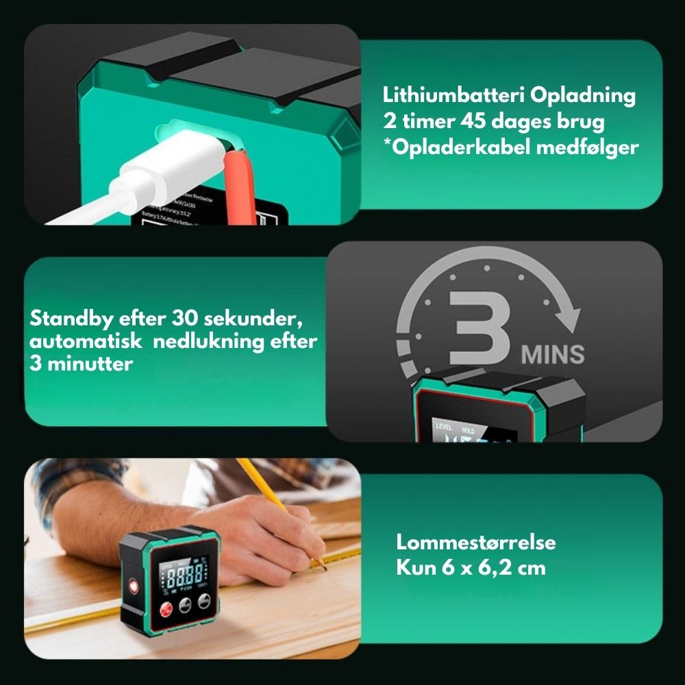 PrecisionPro™ | Laser vaterpas & hældningsmåler – præcise linjer uden fejl