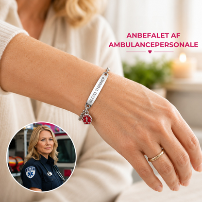 Blodfortynder™ Armbånd | Diskret armbånd med synlig information om blodfortyndende