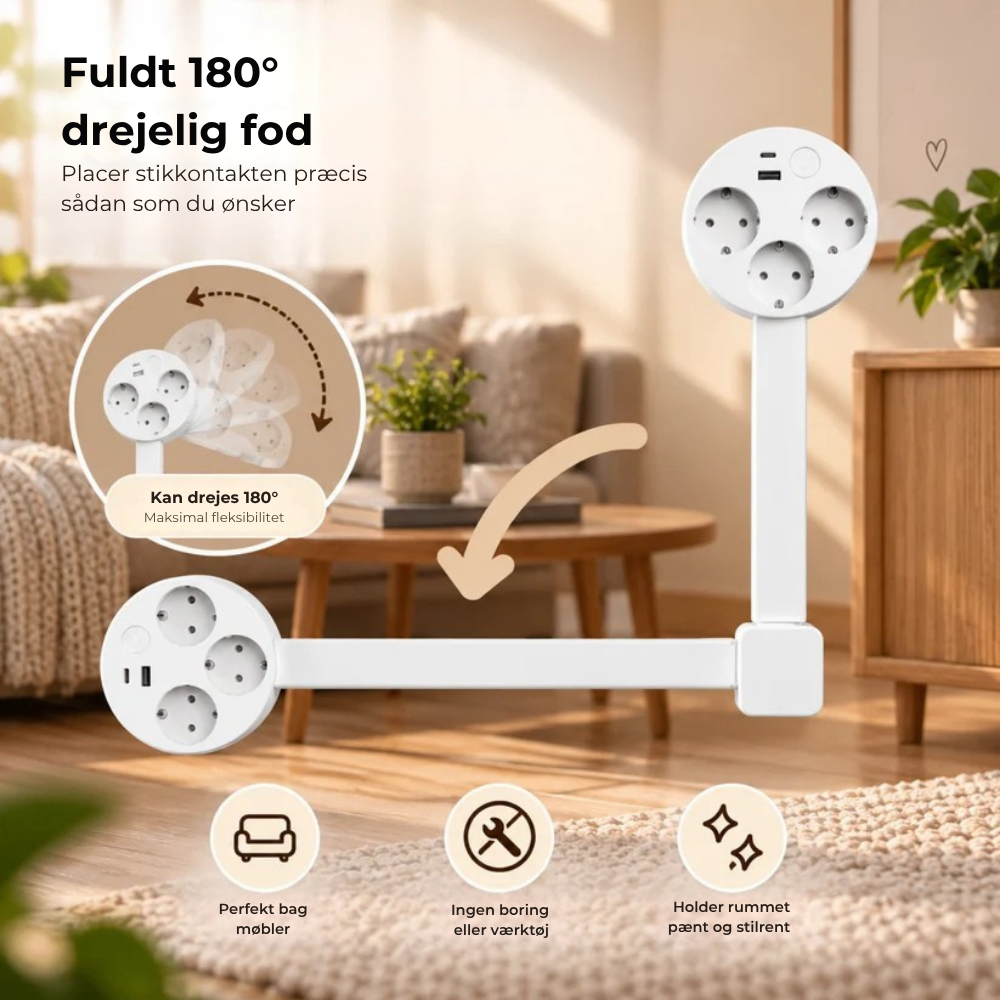 PlugFlex™ | Få stikkene til at passe bag møblerne