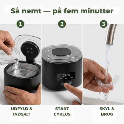 ClariSonic™ | Grundig fem minutters rengøring til din mundskinne