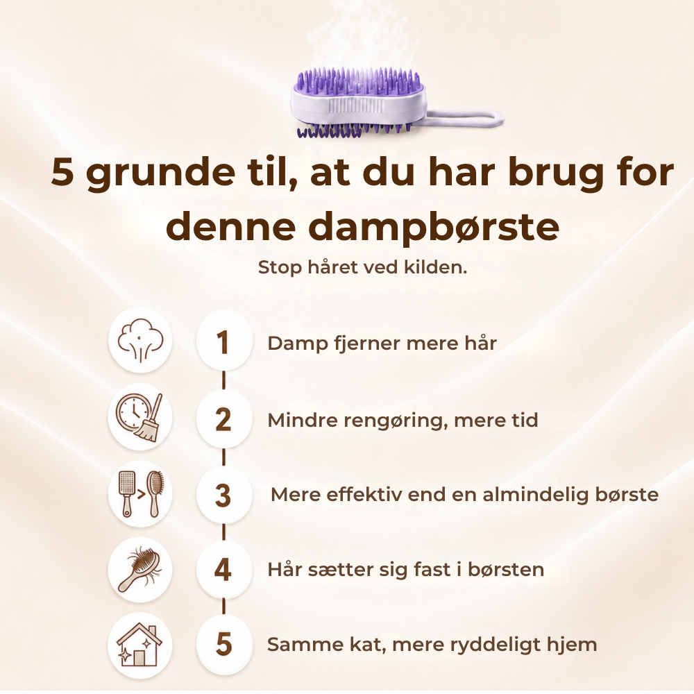 SteamBrush™ | Stop hårene, før de ender overalt i hjemmet