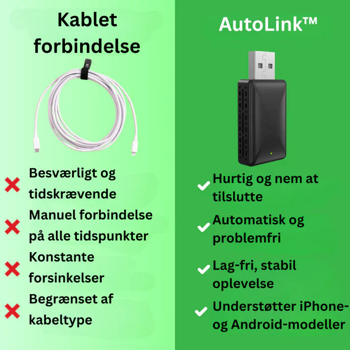 EasyCarPlay™ | Trådløs Apple CarPlay & Android Auto | USB-A & USB-C