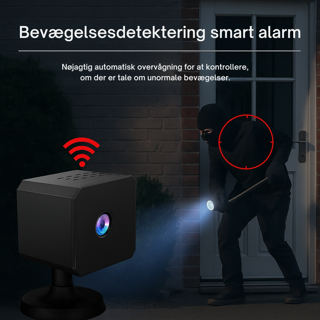 SafeCam Pro™ | Mini WiFi sikkerhedskamera – uden kabler eller dyr installation