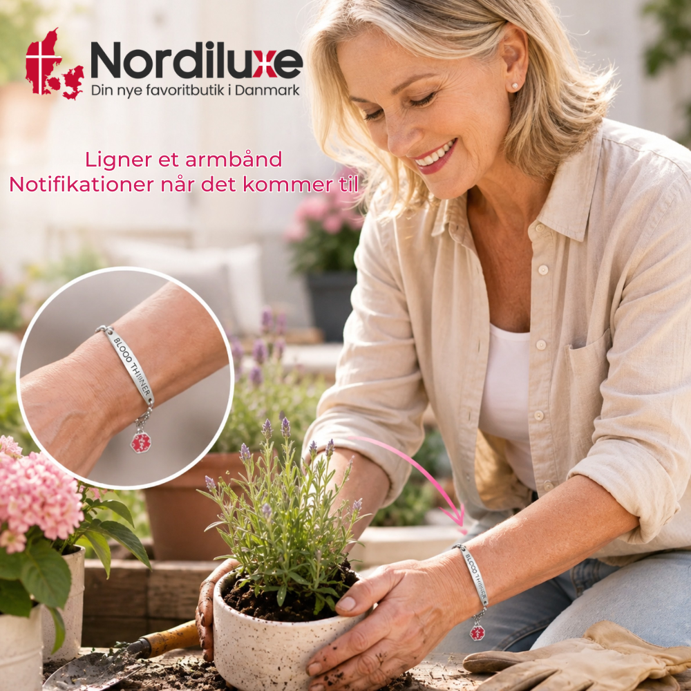 Blodfortynder™ Armbånd | Diskret armbånd med synlig information om blodfortyndende