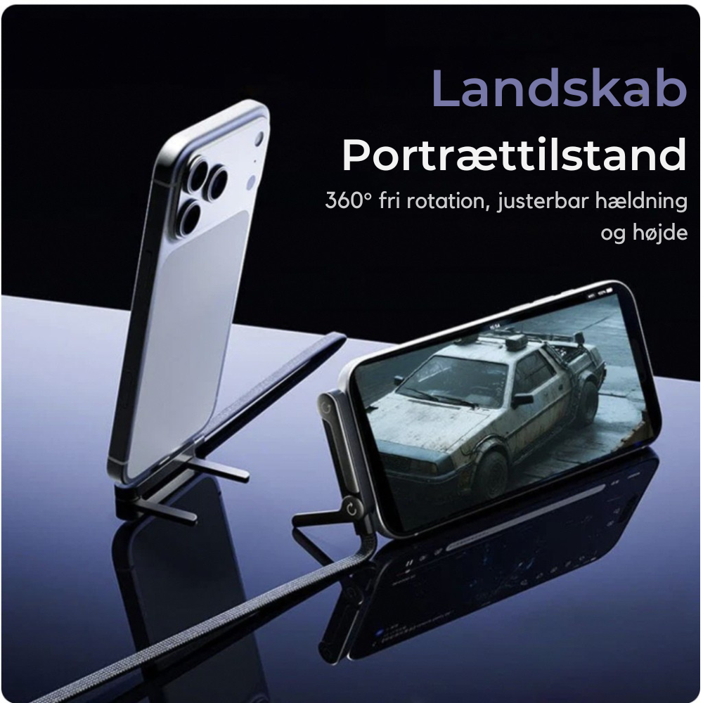 FoldStand™ | Oplad din telefon og se indhold uden improviserede løsninger