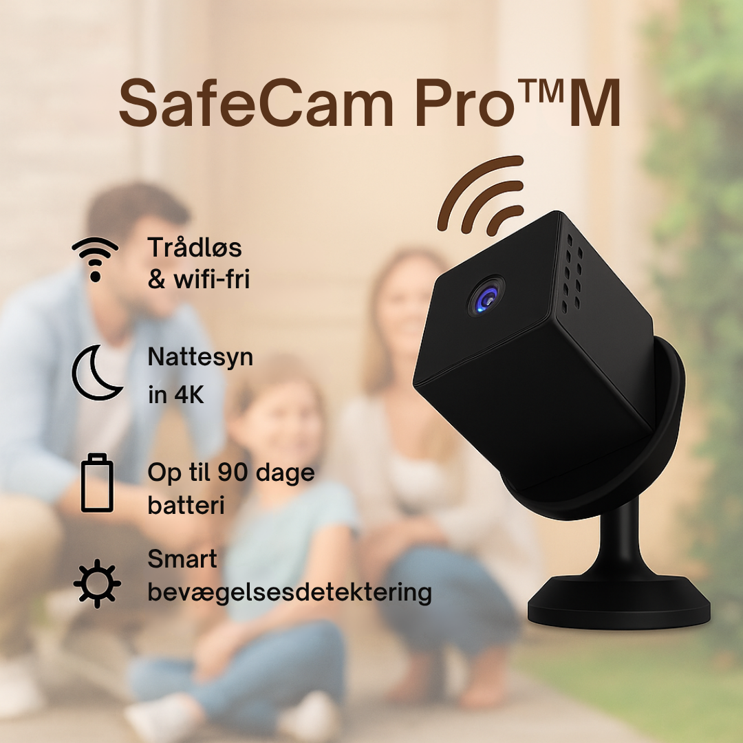 SafeCam Pro™ | Mini WiFi sikkerhedskamera – uden kabler eller dyr installation