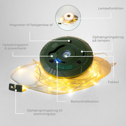 CampLamp™ | All-One - Atmosfærisk lys, Lommelygte OG Powerbank