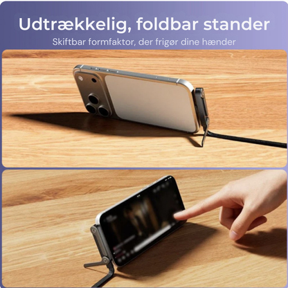FoldStand™ | Oplad din telefon og se indhold uden improviserede løsninger