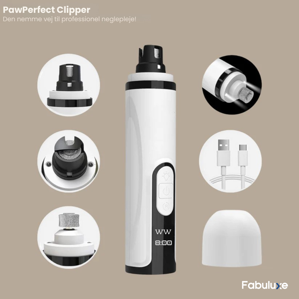 PawPerfect™ | Elektrisk negleklipper med LED og USB-opladning