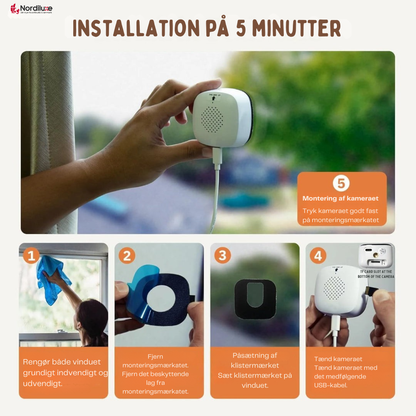SilentWatch™ | Diskret indendørs kamera der beskytter dit hjem – uden boring