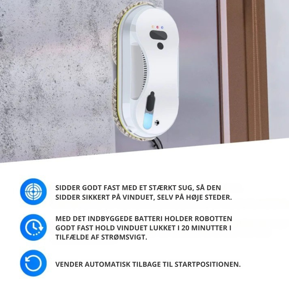 WindowSweep™ | Vinduesrobot Automatisk rengøring med sensorer og vandspray