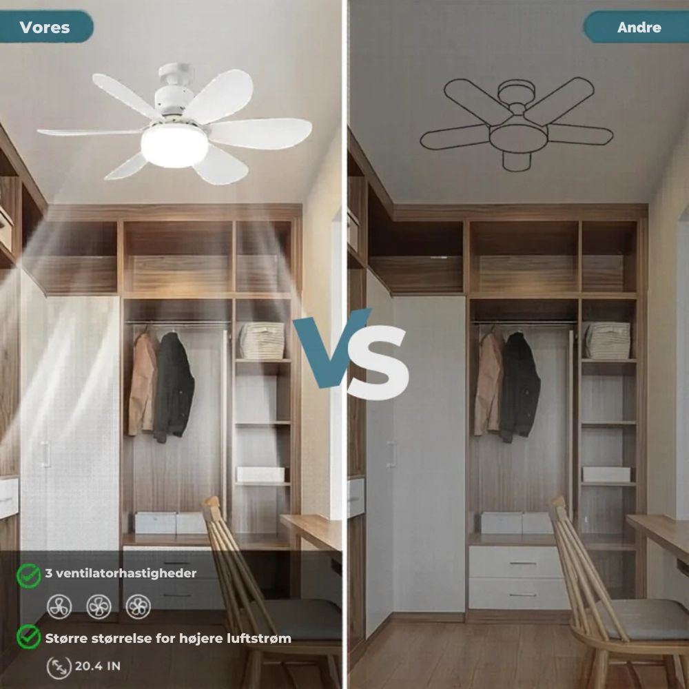 GlowFan™ Pro | Skru den i. Tryk på knappen. Sov køligere.