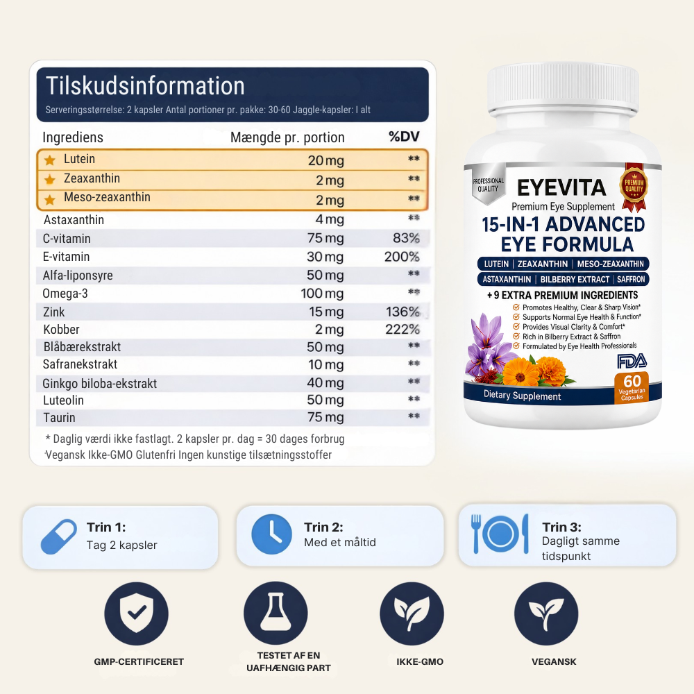 EyeVita™ | Daglig næringsstøtte til klart og komfortabelt syn