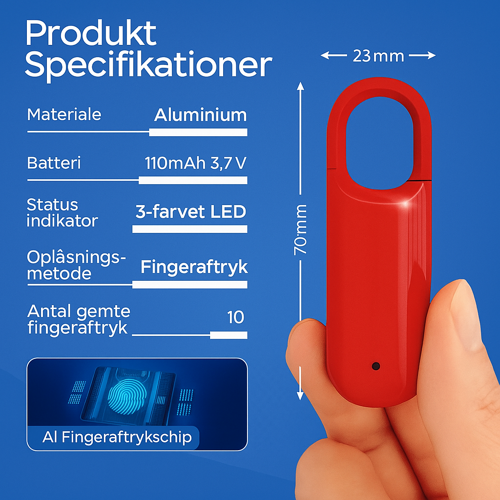 SmartLock™ | Fingeraftryk Touch Hængelås