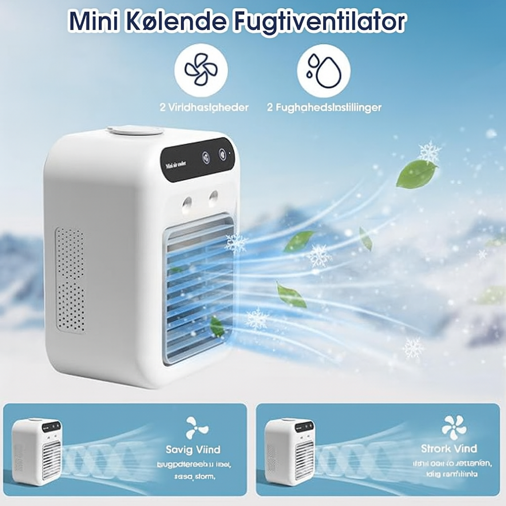 MiniCool™ | Bærbar Aircondition med Køle- og Fugtfunktioner