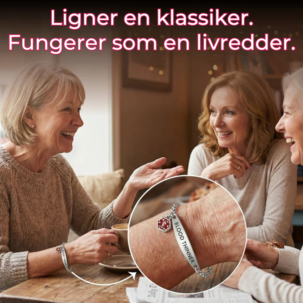 Blodfortynder™ Armbånd | Diskret armbånd med synlig information om blodfortyndende