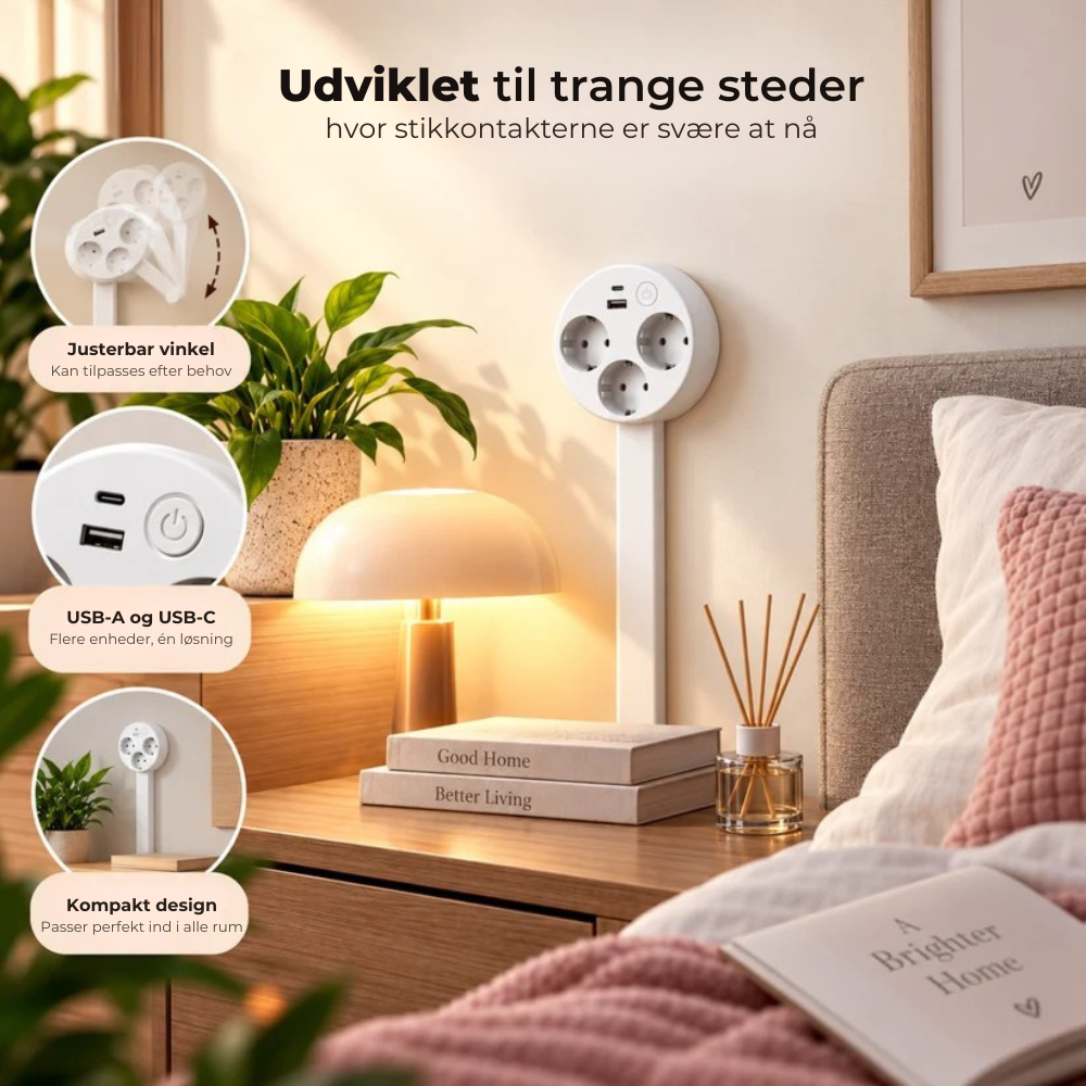 PlugFlex™ | Få stikkene til at passe bag møblerne